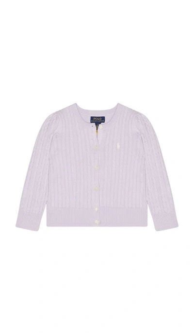 Polo Ralph Lauren Cable Knit Cotton Cardigan In Purple