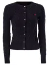 Polo Ralph Lauren Slim-fit A Trecce In Lana E Cachemire Cardigan In Blue