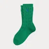 Polo Ralph Lauren Cable-knit Cotton Crew Socks In Green
