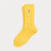 Polo Ralph Lauren Cable-knit Cotton Crew Socks In Yellow