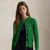 Polo Ralph Lauren Cable-knit Cotton Crewneck Cardigan In Billiard