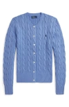 Polo Ralph Lauren Cable Knit Cotton Crewneck Cardigan In Blue