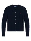 Polo Ralph Lauren Cable-knit Cotton Crewneck Cardigan In Blue