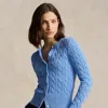 Polo Ralph Lauren Cable-knit Cotton Crewneck Cardigan In Blue