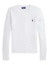 Polo Ralph Lauren Cable-knit Cotton Crewneck Cardigan Clothing In White