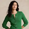 Polo Ralph Lauren Cable-knit Cotton Crewneck Cardigan In Billiard