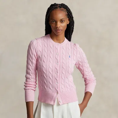 Polo Ralph Lauren Cardigan In Cotone A Trecce In Pink