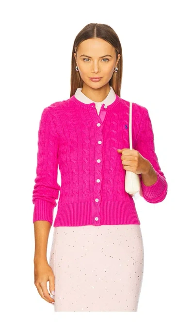 Polo Ralph Lauren Long Sleeve Cardigan In Pink & Purple