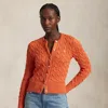 Polo Ralph Lauren Cable-knit Cotton Crewneck Cardigan In Solar Sky
