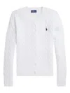 Polo Ralph Lauren Cable-knit Cotton Crewneck Cardigan Clothing In White
