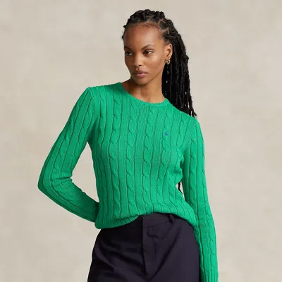 Polo Ralph Lauren Cable-knit Cotton Crewneck Jumper In Green