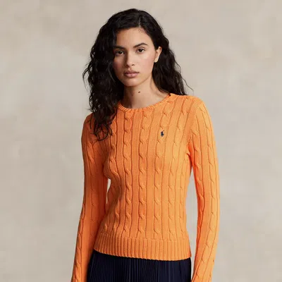 Polo Ralph Lauren Cable-knit Cotton Crewneck Jumper In Orange