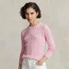 Polo Ralph Lauren Cable-knit Cotton Crewneck Jumper In Pink