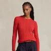 Polo Ralph Lauren Cable-knit Cotton Crewneck Jumper In Red