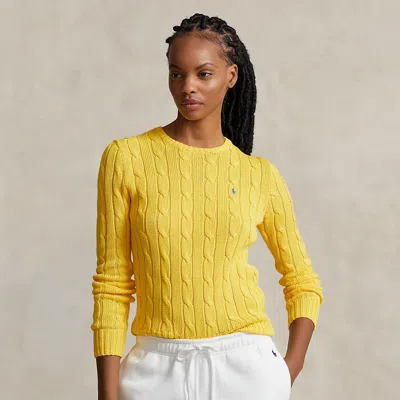 Polo Ralph Lauren Cable-knit Cotton Crewneck Jumper In Yellow
