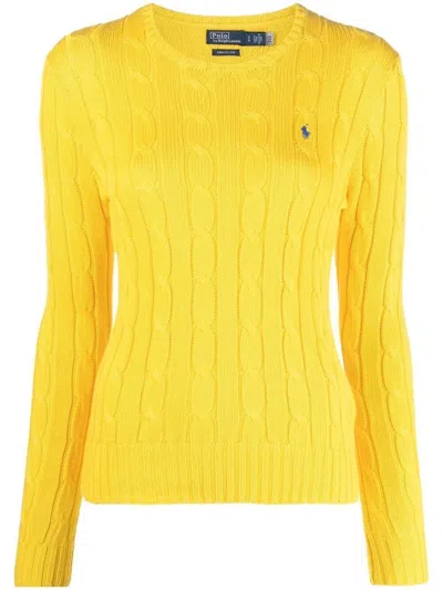 Polo Ralph Lauren Julianna Pima Cotton Cable Stitch Jumper In Yellow