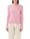 Polo Ralph Lauren Cable Knit Crew Neck Sweater Knitwear Rose In Pink