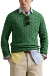 Polo Ralph Lauren Cable Knit Cotton Crewneck Sweater In Green