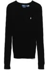 Polo Ralph Lauren Classic Cable Knit Sweater With Fitted Silhouette In Black