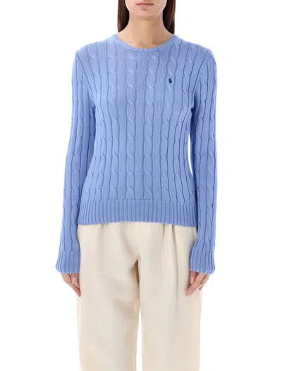 Polo Ralph Lauren Cable-knit Cotton Crewneck Sweater In Blue