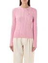 Polo Ralph Lauren Cable Knit Crew Neck Sweater Knitwear Rose In Pink