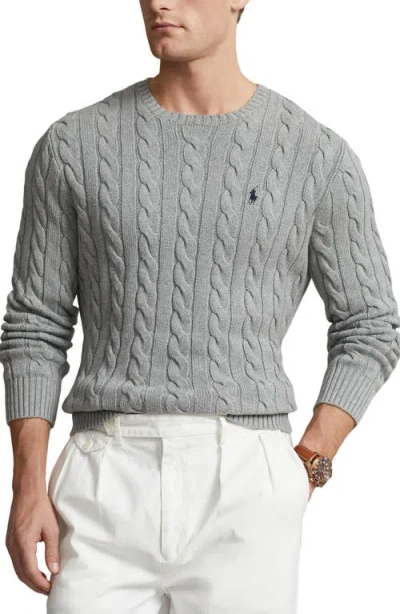 POLO RALPH LAUREN POLO RALPH LAUREN CABLE KNIT COTTON CREWNECK SWEATER