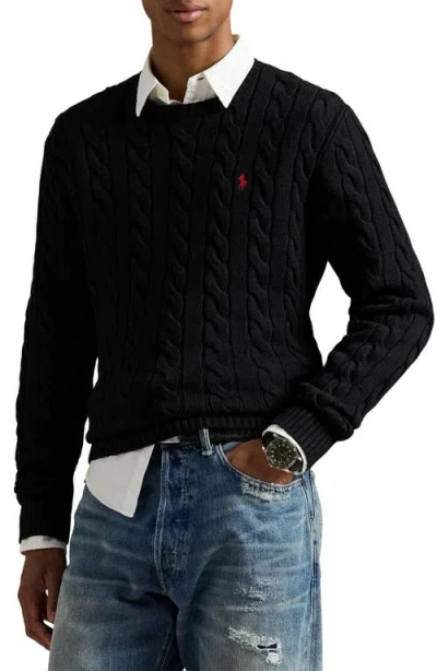 POLO RALPH LAUREN POLO RALPH LAUREN CABLE KNIT COTTON CREWNECK SWEATER