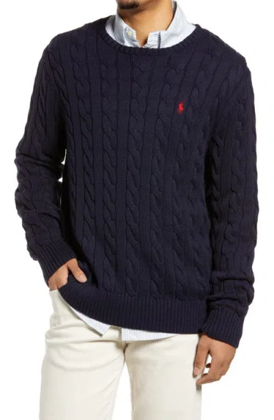 POLO RALPH LAUREN POLO RALPH LAUREN CABLE KNIT COTTON CREWNECK SWEATER