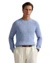 Shop Polo Ralph Lauren Cable Knit Cotton Crewneck Sweater In Blue Hyacinth