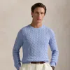 Polo Ralph Lauren Cable-knit Cotton Crewneck Sweater In Blue Hyacinth