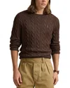 Polo Ralph Lauren Cable-knit Cotton Crewneck Sweater In Dark Roast