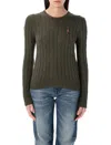 Polo Ralph Lauren Cable-knit Cotton Crewneck Sweater In Canopy Olive