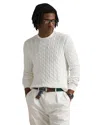 Polo Ralph Lauren Cable-knit Cotton Crewneck Sweater In Deckwash White