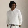 Polo Ralph Lauren Cable-knit Cotton Crewneck Sweater In Deckwash White