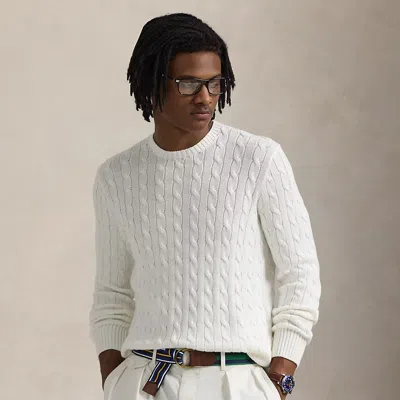 Polo Ralph Lauren Cable-knit Cotton Crewneck Sweater In Deckwash White