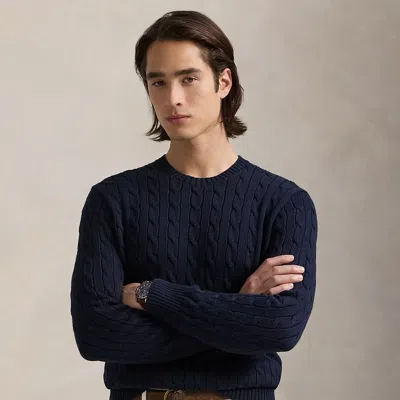 Polo Ralph Lauren Cable-knit Cotton Crewneck Sweater In Hunter Navy