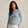 Polo Ralph Lauren Julianna Cable Knit Pullover In Light Chambray