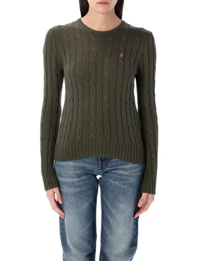 Polo Ralph Lauren Crew Neck Sweater In Cable Knit Cotton In Green