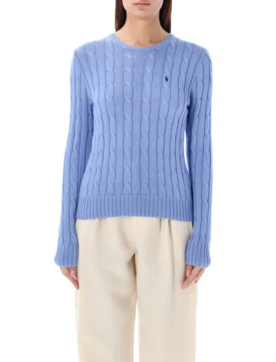 Polo Ralph Lauren Cable-knit Cotton Crewneck Sweater In Light Blue