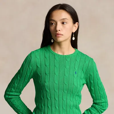 Polo Ralph Lauren Cable-knit Cotton Crewneck Sweater In Pink