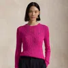Polo Ralph Lauren Cable Knit Sweater With Round Neckline And Long Sleeves In Regatta Pink