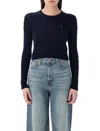 Polo Ralph Lauren Julianna Cotton Cable Crew Neck Sweater In Blue