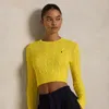 Polo Ralph Lauren Cable-knit Cotton Cropped Sweater In Lemon Crush