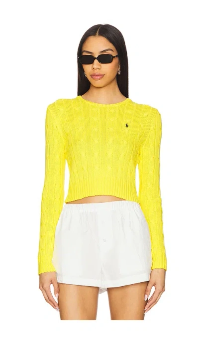 Polo Ralph Lauren Cable-knit Cotton Cropped Sweater In Lemon Crush