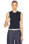 Polo Ralph Lauren Ctn Cbl Slp Cleeveless Pullover In Hunter Navy