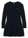 Polo Ralph Lauren Knitted Mini Dress With Logo Embroidery Kids In Navy