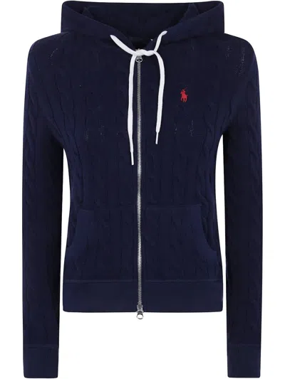 Polo Ralph Lauren Cable-knit Cotton Full-zip Hoodie In White