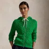 Polo Ralph Lauren Cable-knit Cotton Full-zip Hoodie In Bright Clover