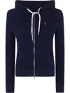 Polo Ralph Lauren Cable-knit Cotton Full-zip Hoodie Clothing In Blue