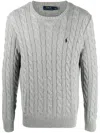 Polo Ralph Lauren Maglia In Cotone A Trecce Regular-fit Sweater In Gray